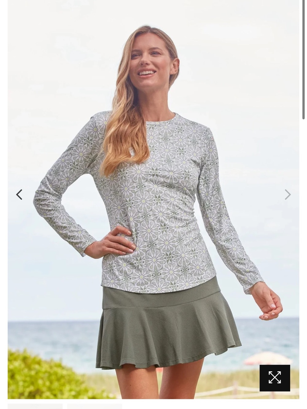 Cabana Life Long-Sleeve Printed Top in Light Green